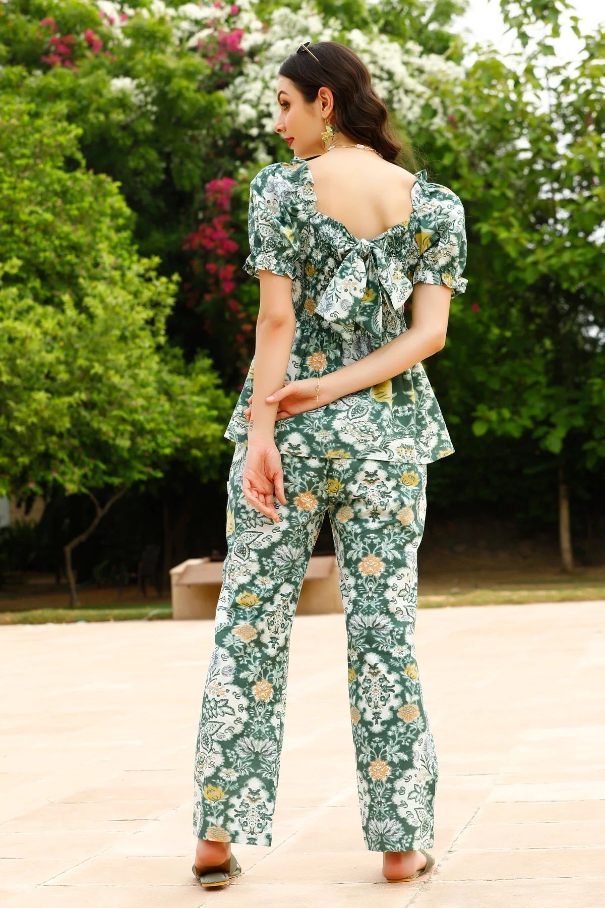 Women Cotton Blend Ethnic Top Pant Set