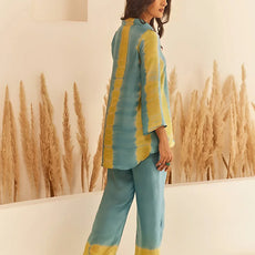 Blue-Lime Tie And Dye Co-Ord Set