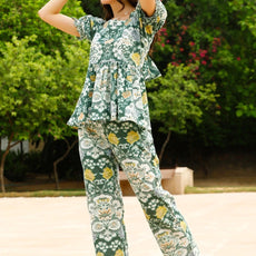 Women Cotton Blend Ethnic Top Pant Set
