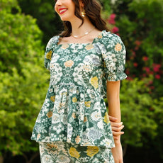 Women Cotton Blend Ethnic Top Pant Set