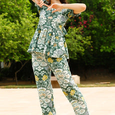Women Cotton Blend Ethnic Top Pant Set