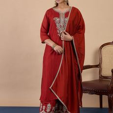 Zarika Rust Embroidred Kurta Sets with Sequins Work Women Suits