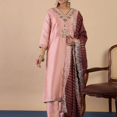 Heerika Peach Women's Designer Kurta Pant Set Premium Pattern Collection