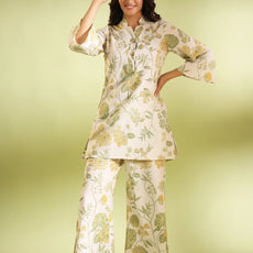 Flora Off White Cotton Co Ord Set