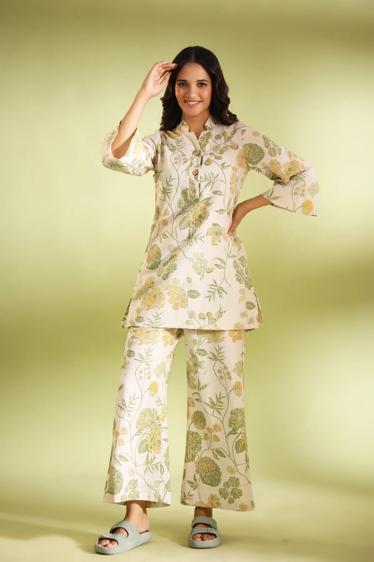Flora Off White Cotton Co Ord Set