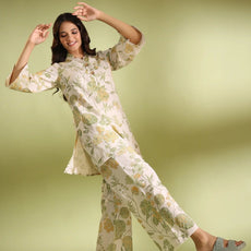 Flora Off White Cotton Co Ord Set