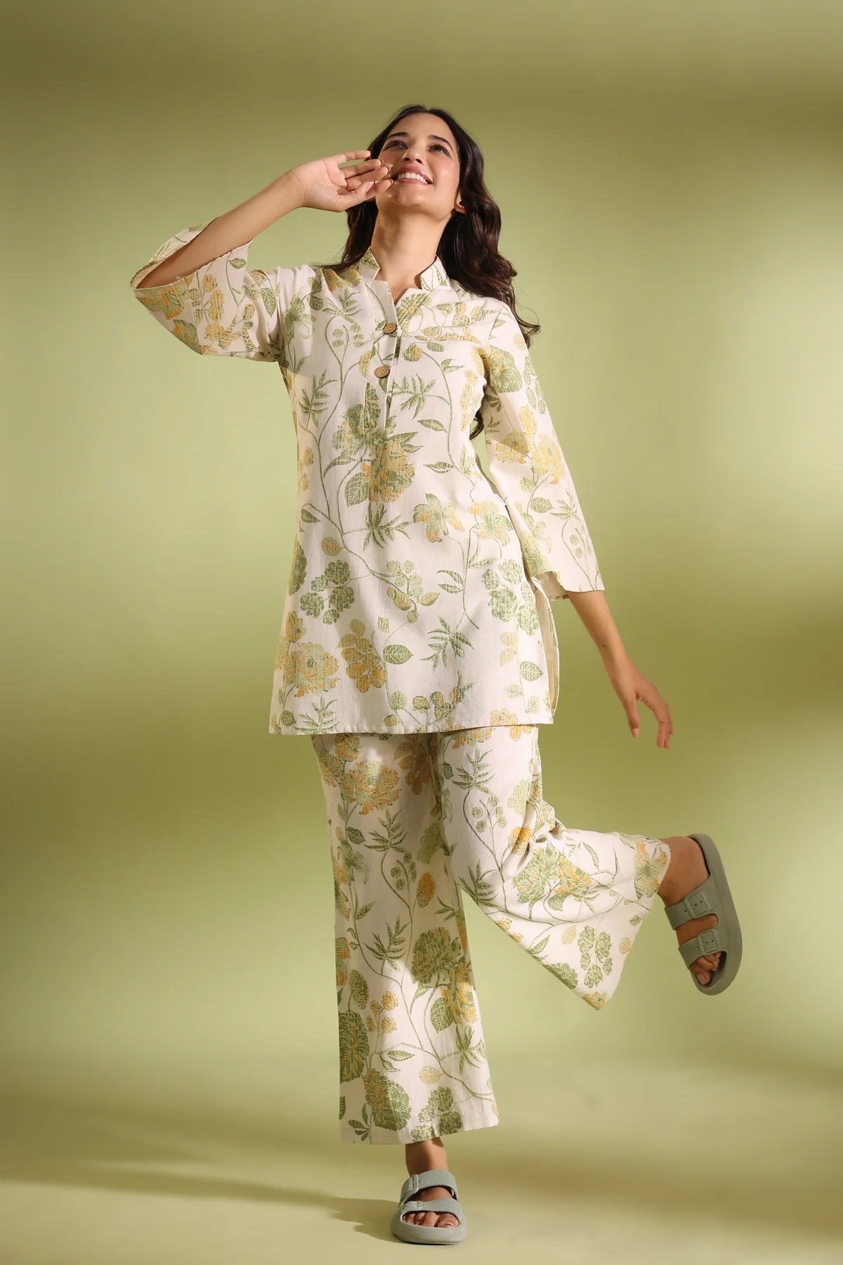Flora Off White Cotton Co Ord Set