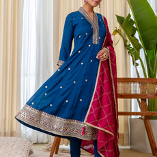 Ruhani Teal Special Designer Kurta Pant Set with Elegant Dupatta