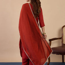 Zarika Rust Embroidred Kurta Sets with Sequins Work Women Suits