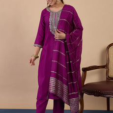 Nyra Purple Women’s Traditional Kurta Pant Set with Dupatta