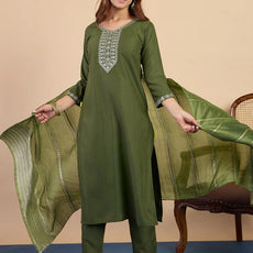 Myra Mehndi Women's Designer Kurta Pant Set Premium Pattern Collection
