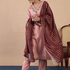 Heerika Peach Women's Designer Kurta Pant Set Premium Pattern Collection