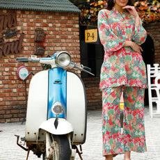 Women Cotton Blend Crop Top Palazzo Set
