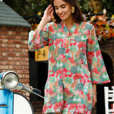 Women Cotton Blend Crop Top Palazzo Set