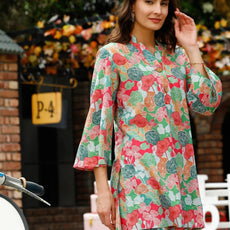 Women Cotton Blend Crop Top Palazzo Set