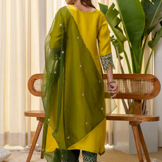 Meher Lemon Embroidred Kurta Sets with Sequins Work Women Suits