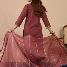 Nyra Brown Women’s Traditional Kurta Pant Set with Dupatta