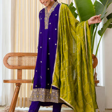 Ruhani Purple Special Designer Kurta Pant Set with Elegant Dupatta