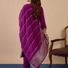 Nyra Purple Women’s Traditional Kurta Pant Set with Dupatta