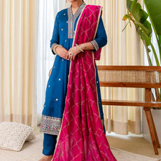 Ruhani Teal Special Designer Kurta Pant Set with Elegant Dupatta
