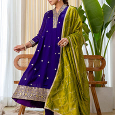 Ruhani Purple Special Designer Kurta Pant Set with Elegant Dupatta