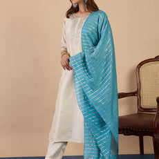 Zanira Cream Women's Designer Kurta Pant Set Premium Pattern Collection
