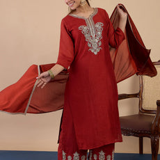 Zarika Rust Embroidred Kurta Sets with Sequins Work Women Suits