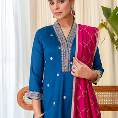 Ruhani Teal Special Designer Kurta Pant Set with Elegant Dupatta