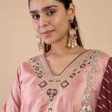 Heerika Peach Women's Designer Kurta Pant Set Premium Pattern Collection