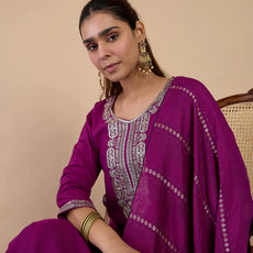 Nyra Purple Women’s Traditional Kurta Pant Set with Dupatta