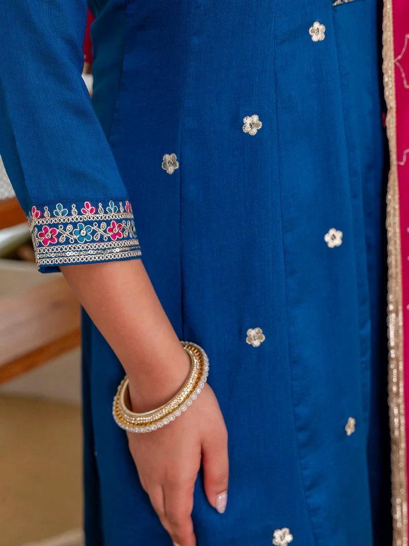 Ruhani Teal Special Designer Kurta Pant Set with Elegant Dupatta