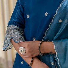 Meher Teal-blue Embroidred Kurta Sets with Sequins Work Women Suits