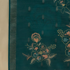 Saanjh Teal Women Kurta and Pant Dupatta Sets Silk Fabrics with Embroidery