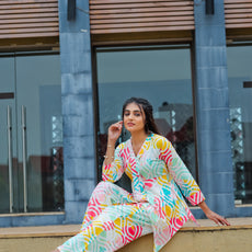 Women Cotton Blend Ethnic Top Palazzo Set