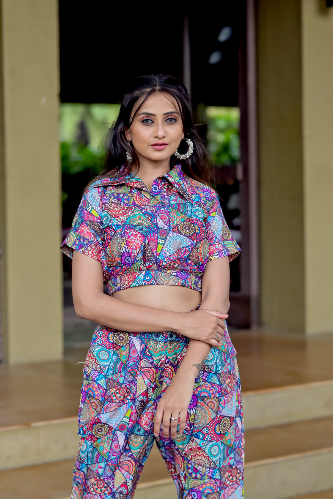 Women Cotton Blend Kurta Palazzo Set