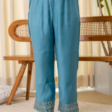 Meher Teal-blue Embroidred Kurta Sets with Sequins Work Women Suits