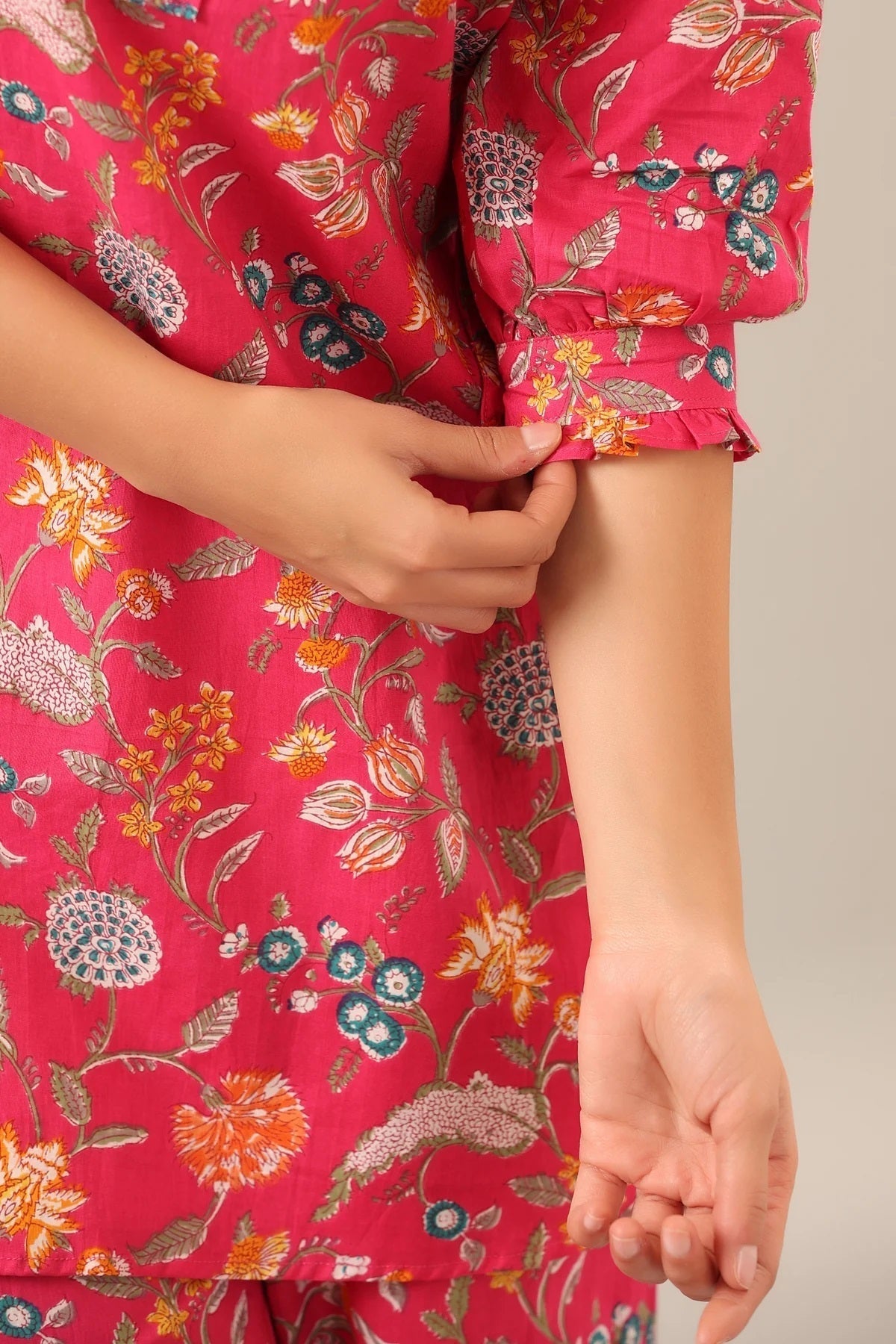 Women Pink Shirt Collar Co-Ord Sets