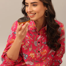 Women Pink Shirt Collar Co-Ord Sets