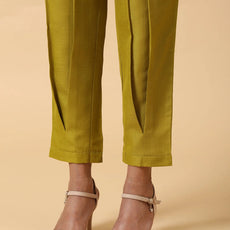 Rayon Slub Lime Green Pleated Co-Ord Set