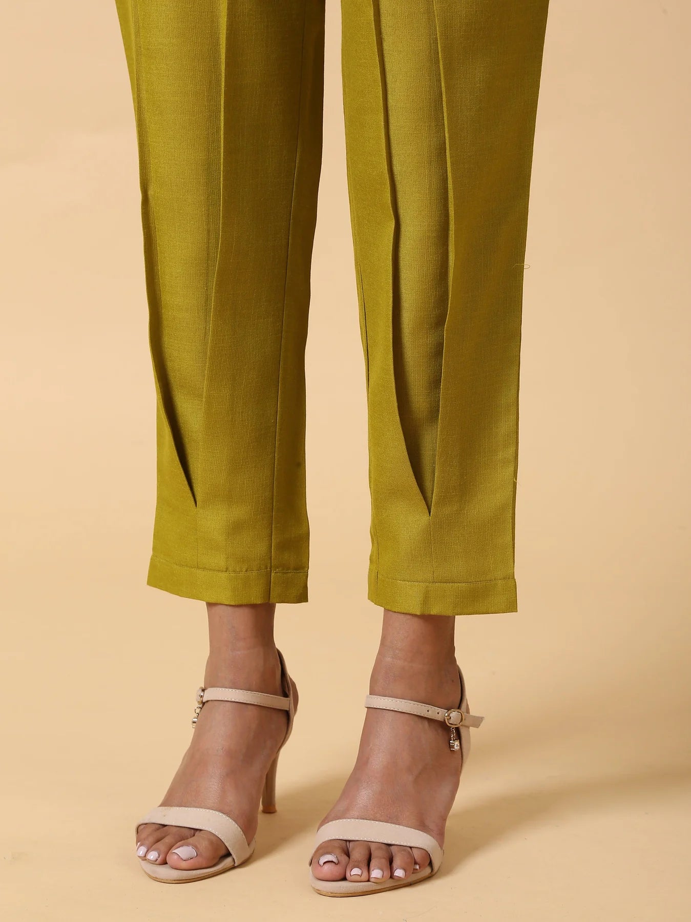 Rayon Slub Lime Green Pleated Co-Ord Set