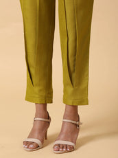 Rayon Slub Lime Green Pleated Co-Ord Set