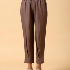 Rayon Slub Burnt Brown Pleated Co-Ord Set