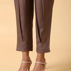 Rayon Slub Burnt Brown Pleated Co-Ord Set