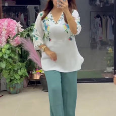 Women’s Stylish Printed Green Co-ord Set