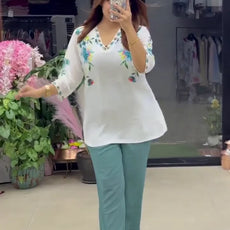 Women’s Stylish Printed Green Co-ord Set