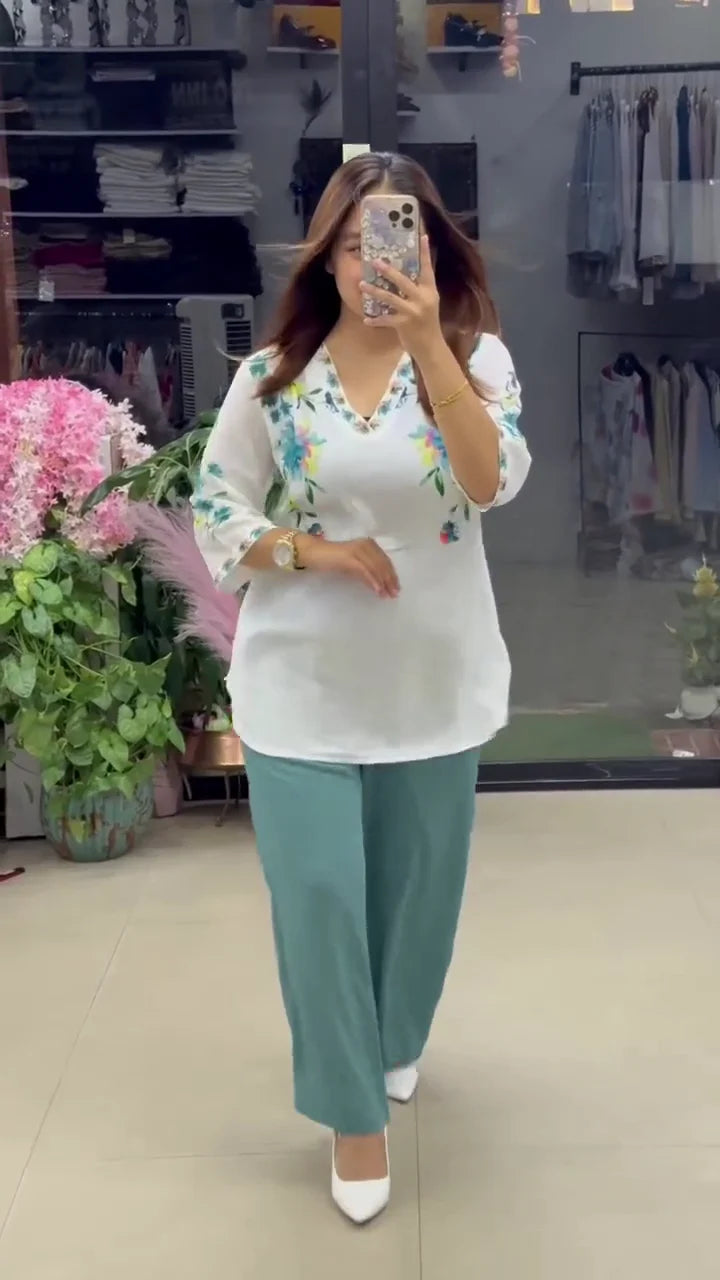 Women’s Stylish Printed Green Co-ord Set