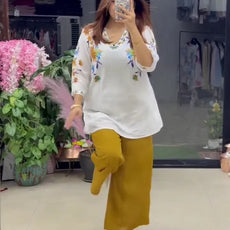 Women’s Stylish Printed Yellow Co-ord Set