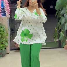 Ethnic Charm with Women’s Stylish Printed Green Co-ord Set