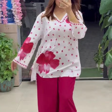 Ethnic Charm with Women’s Stylish Printed Maroon Co-ord Set