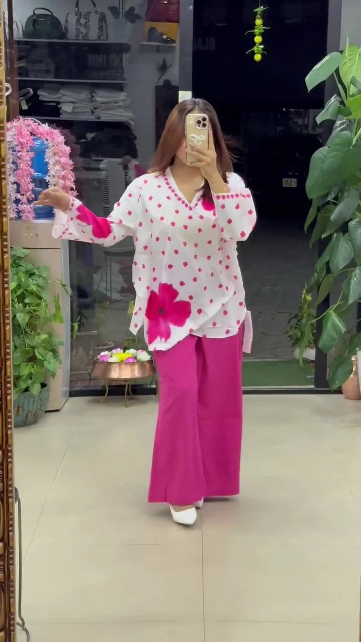 Ethnic Charm with Women’s Stylish Printed Pink Co-ord Set